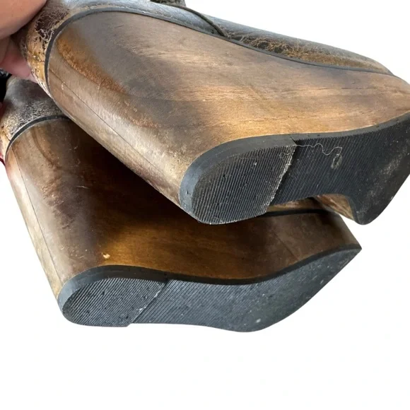 Bed Stu Bruges Distressed Knit Wedge Leather Bootie 6.5 - Picture 10 of 12